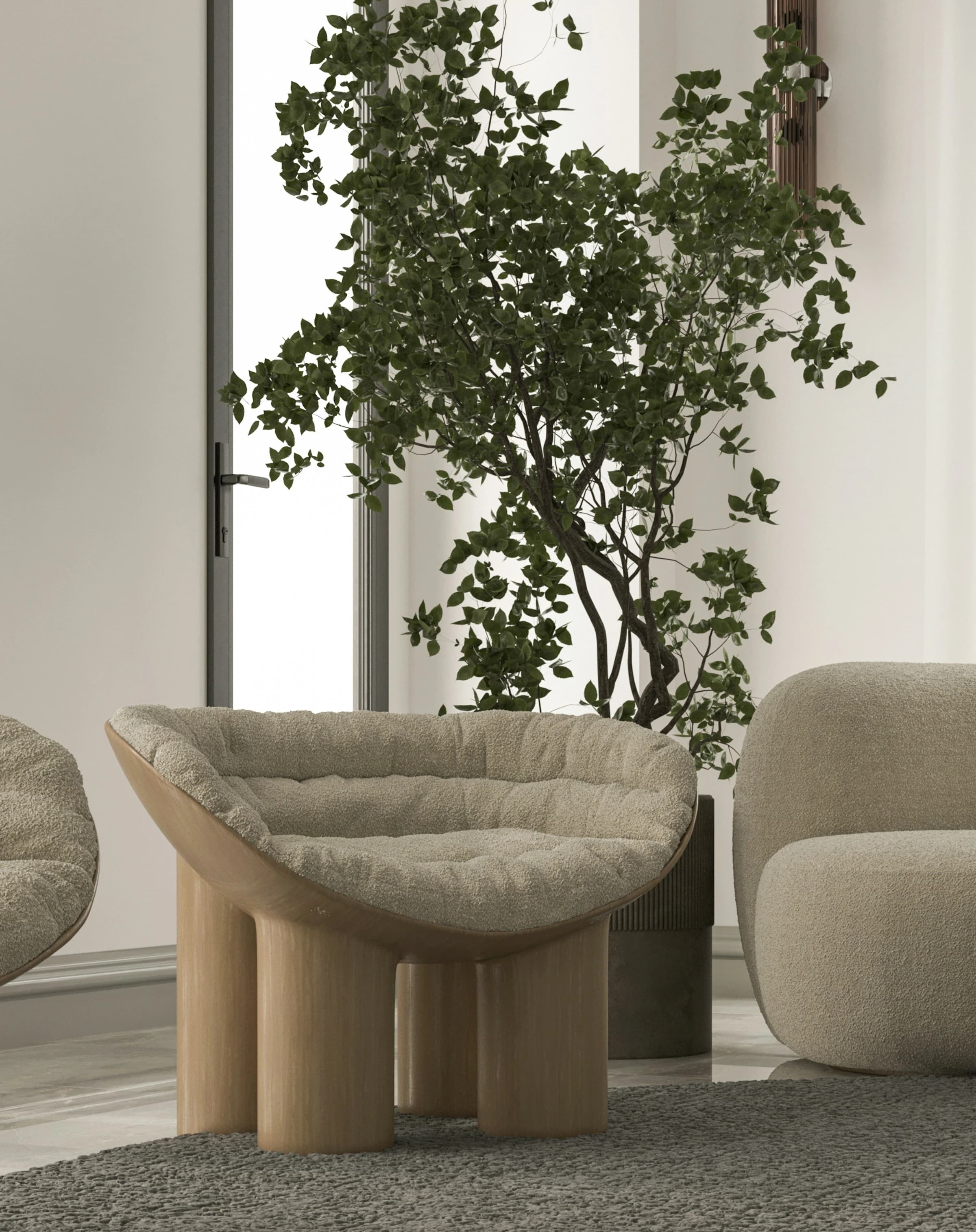 Sill — Occasional Chair, Smoked walnut · mohair.